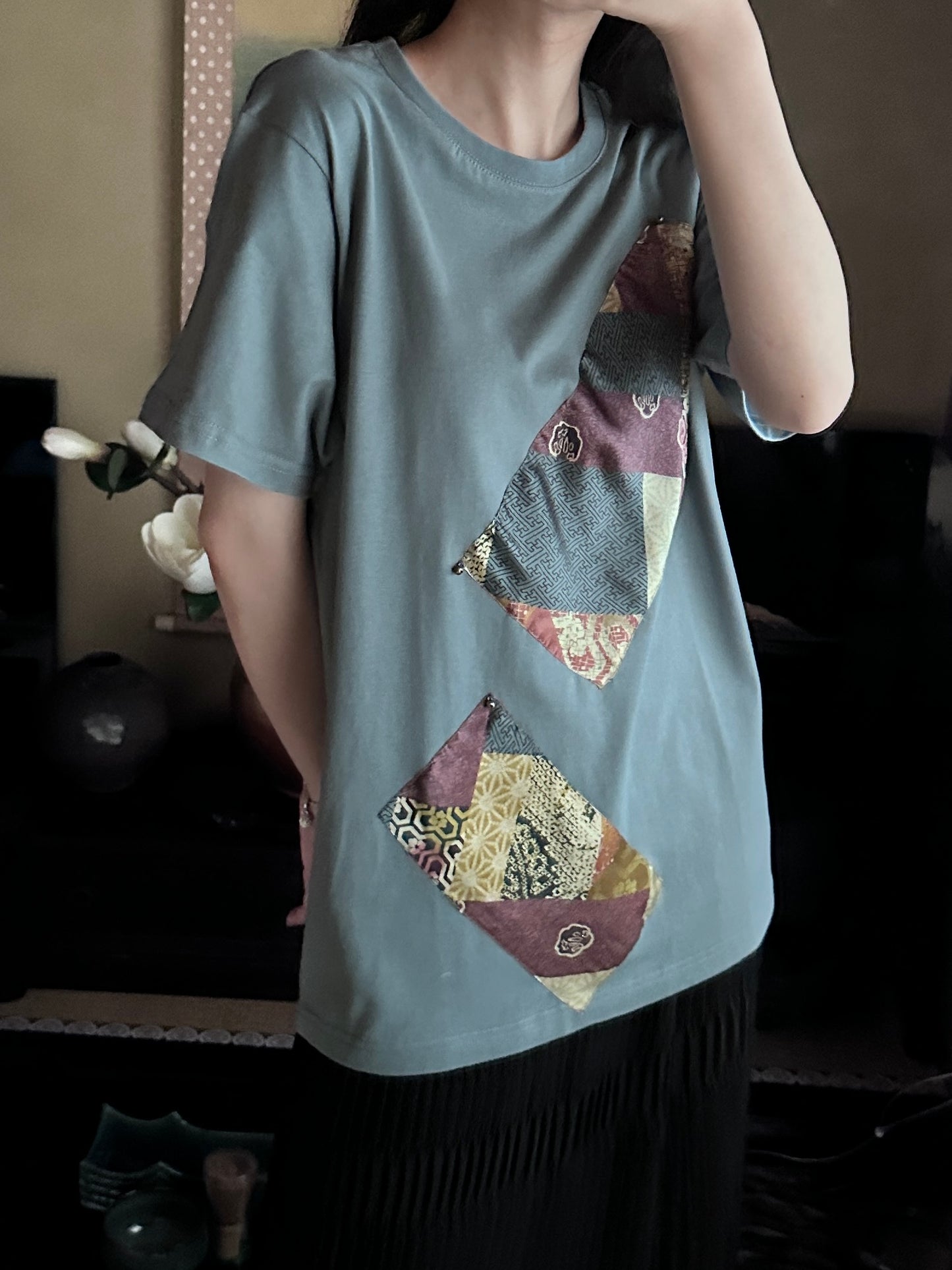 创意和服设计T恤勿忘我