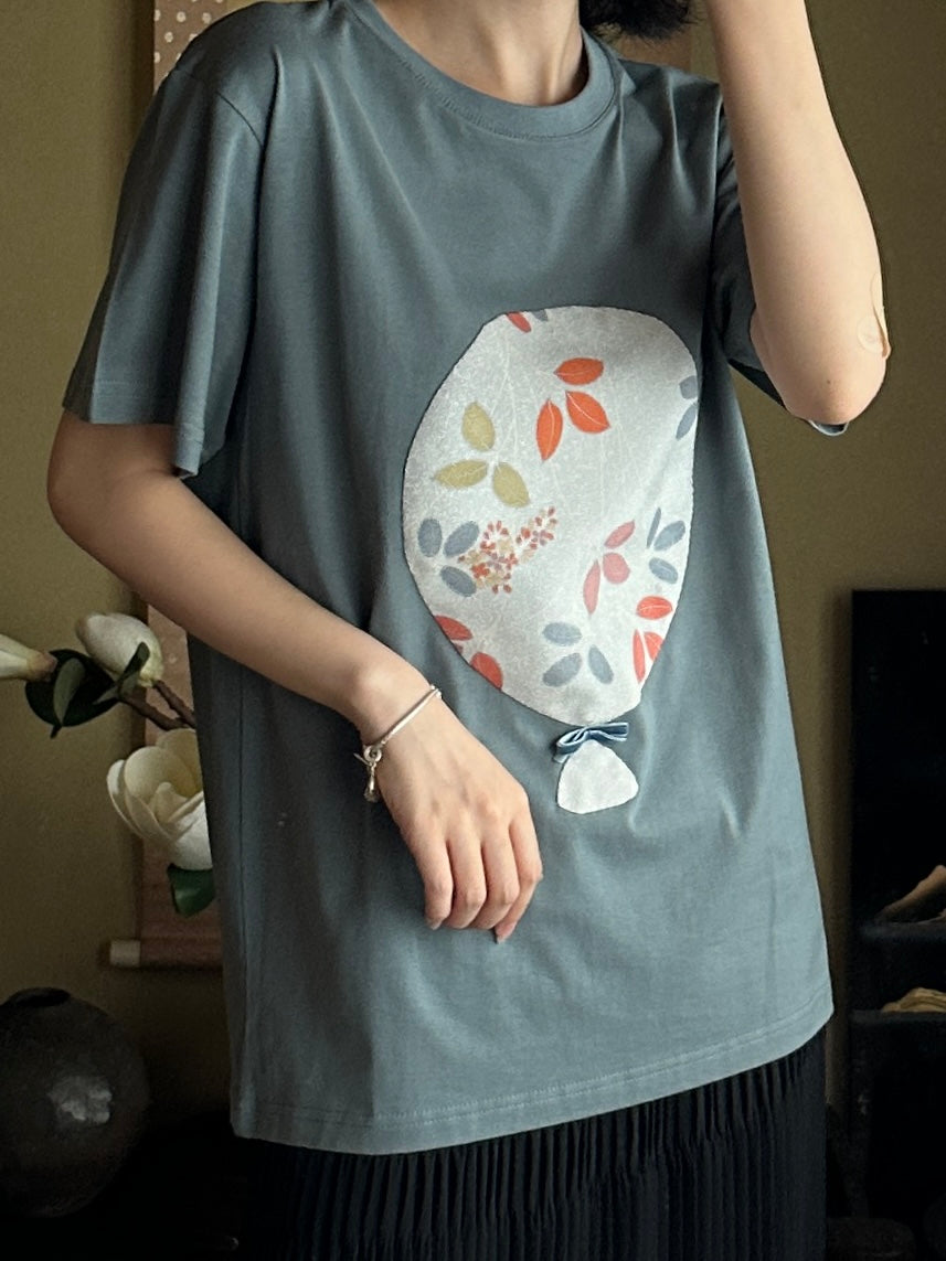 創作着物デザインTシャツ 勿忘草色