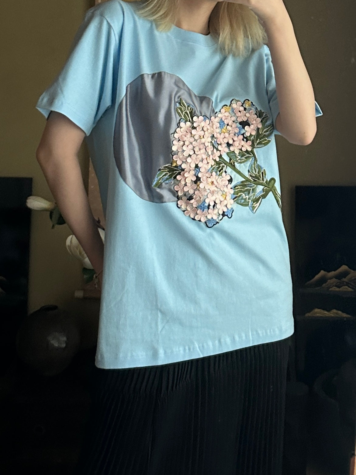 創作着物デザインTシャツ 空色