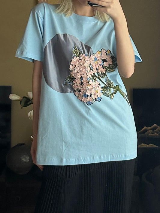 創作着物デザインTシャツ 空色