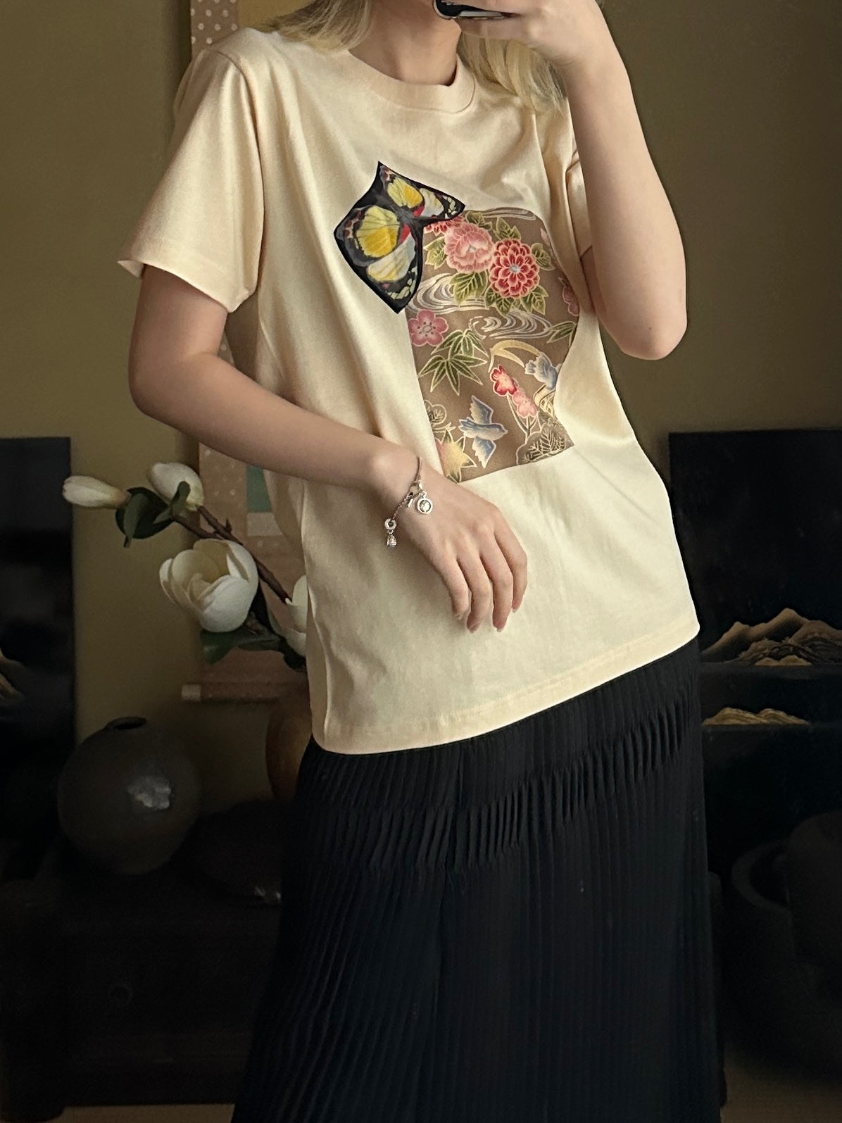 創作着物デザイン Tシャツ 煉色