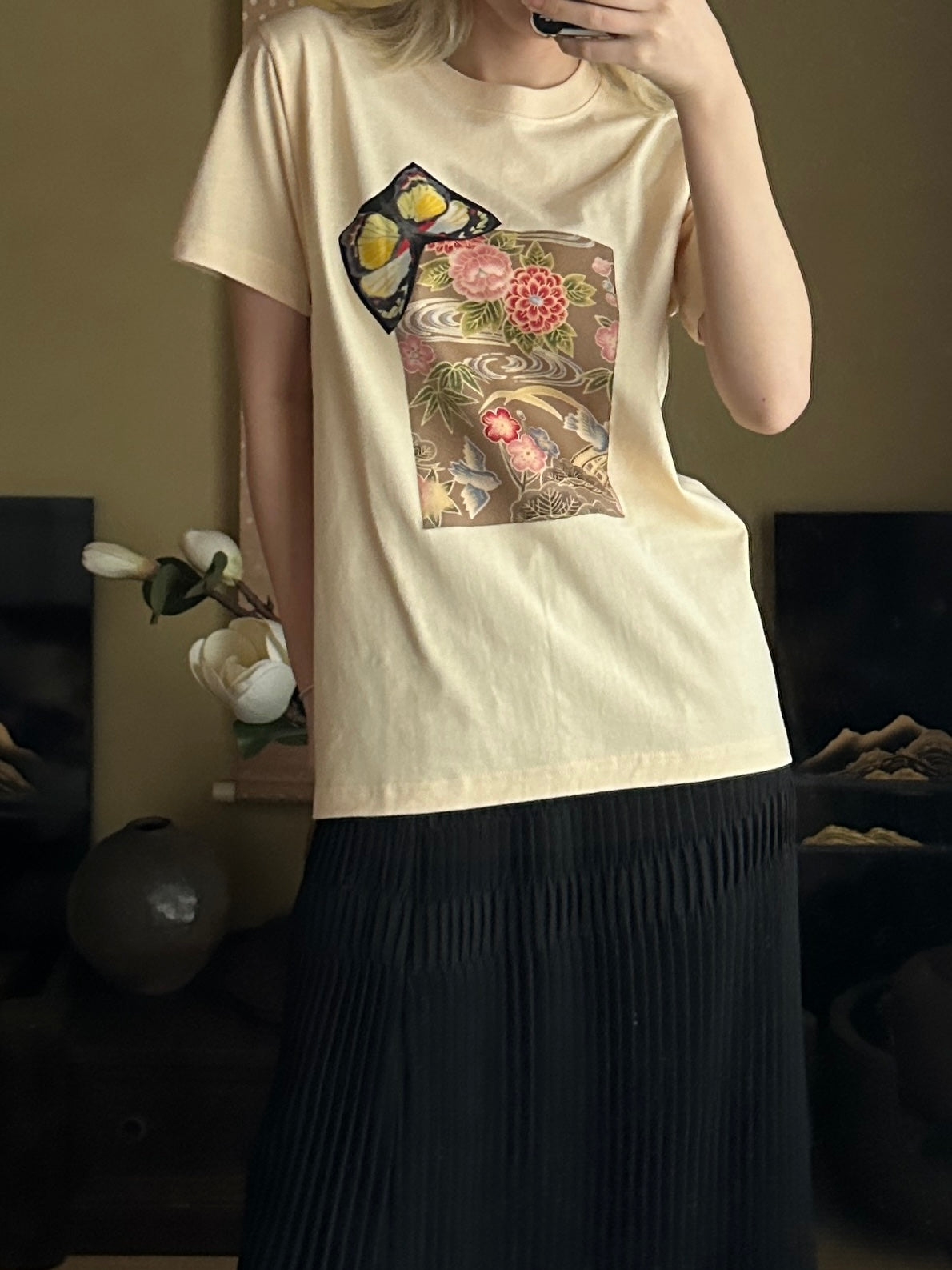 創作着物デザイン Tシャツ 煉色