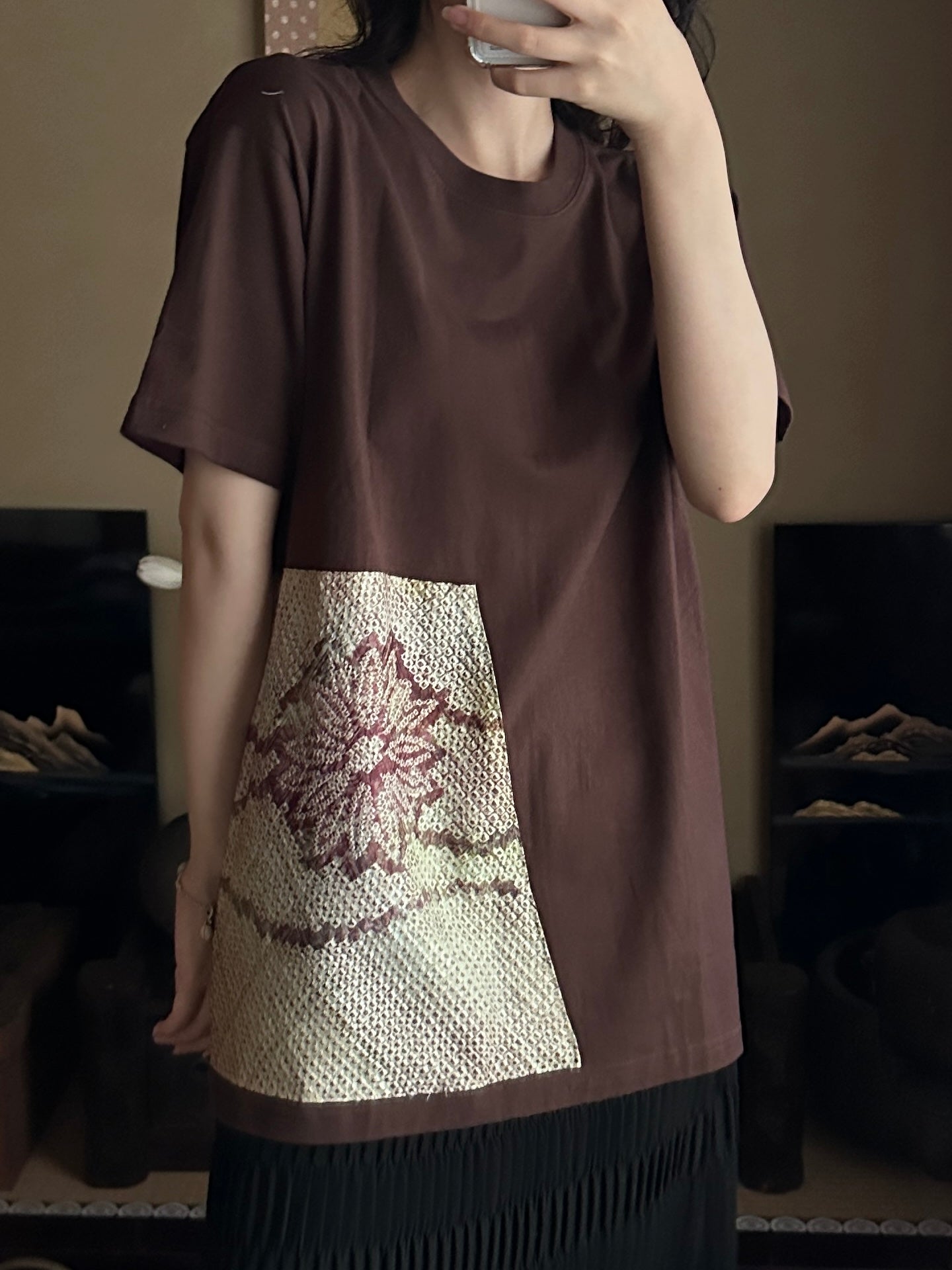 Redesigned Kimono Handmade T-Shirt Charcoal Black