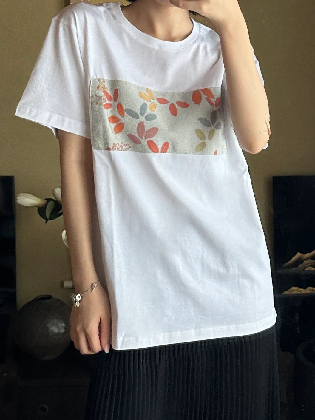 創作着物デザインTシャツ 白色