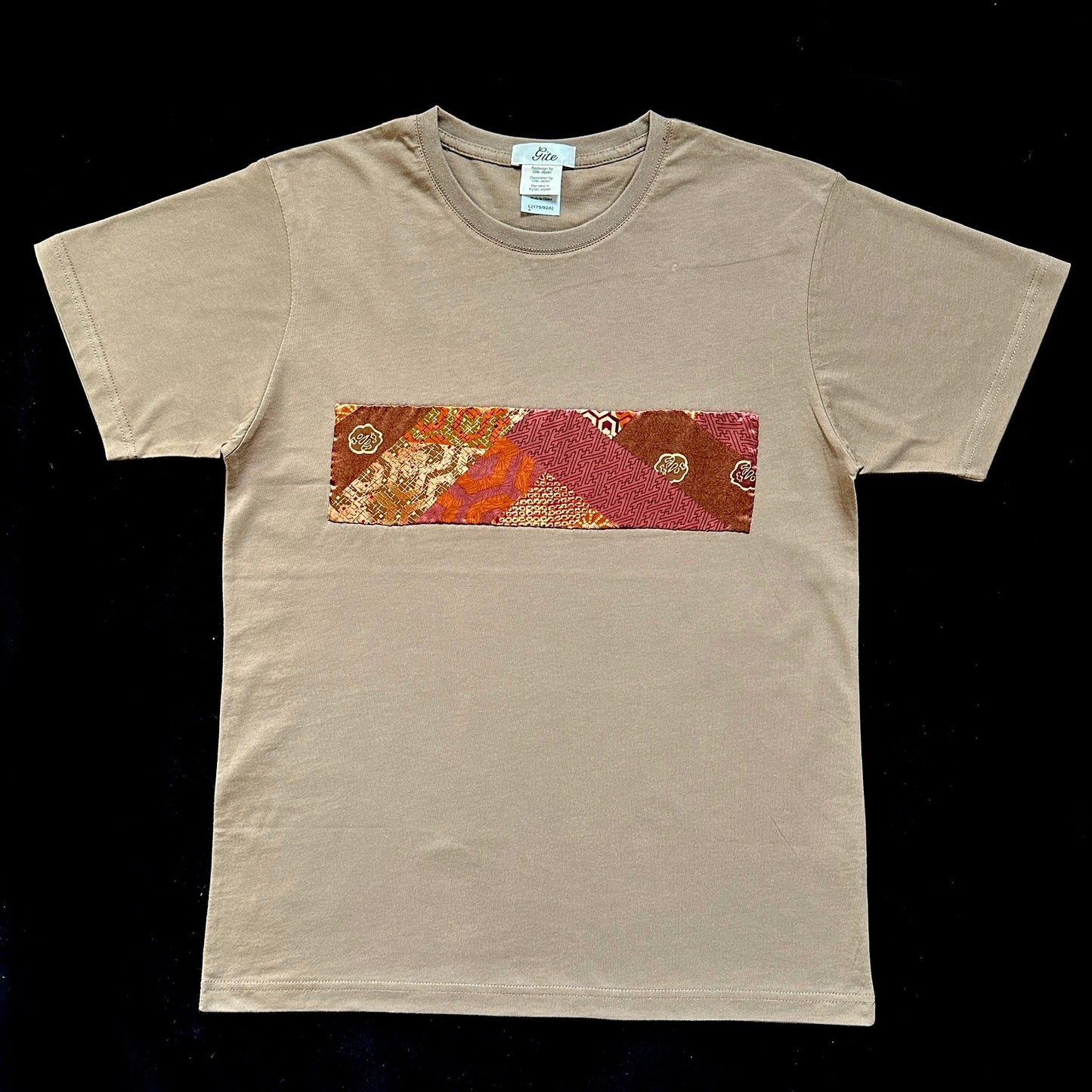 創作着物デザインTシャツ 枇杷茶色