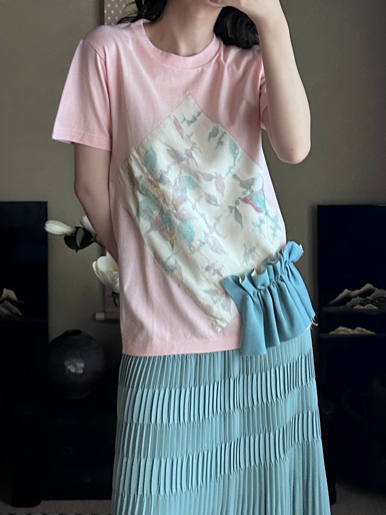 Redesigned Kimono Handmade T-Shirt Rosy Pink