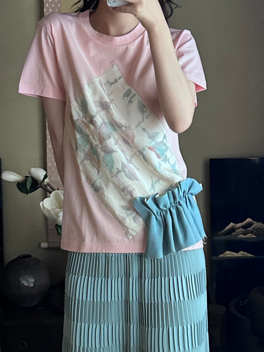 Redesigned Kimono Handmade T-Shirt Rosy Pink