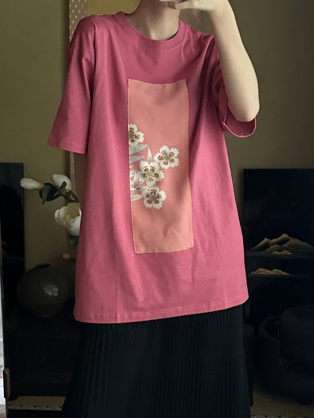 創作着物デザイン Tシャツ 浅蘇芳色