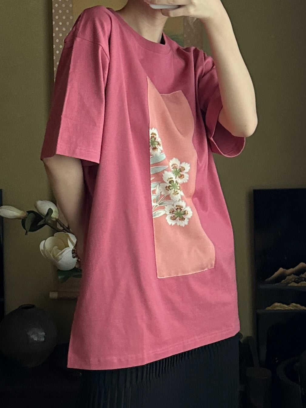 創作着物デザイン Tシャツ 浅蘇芳色