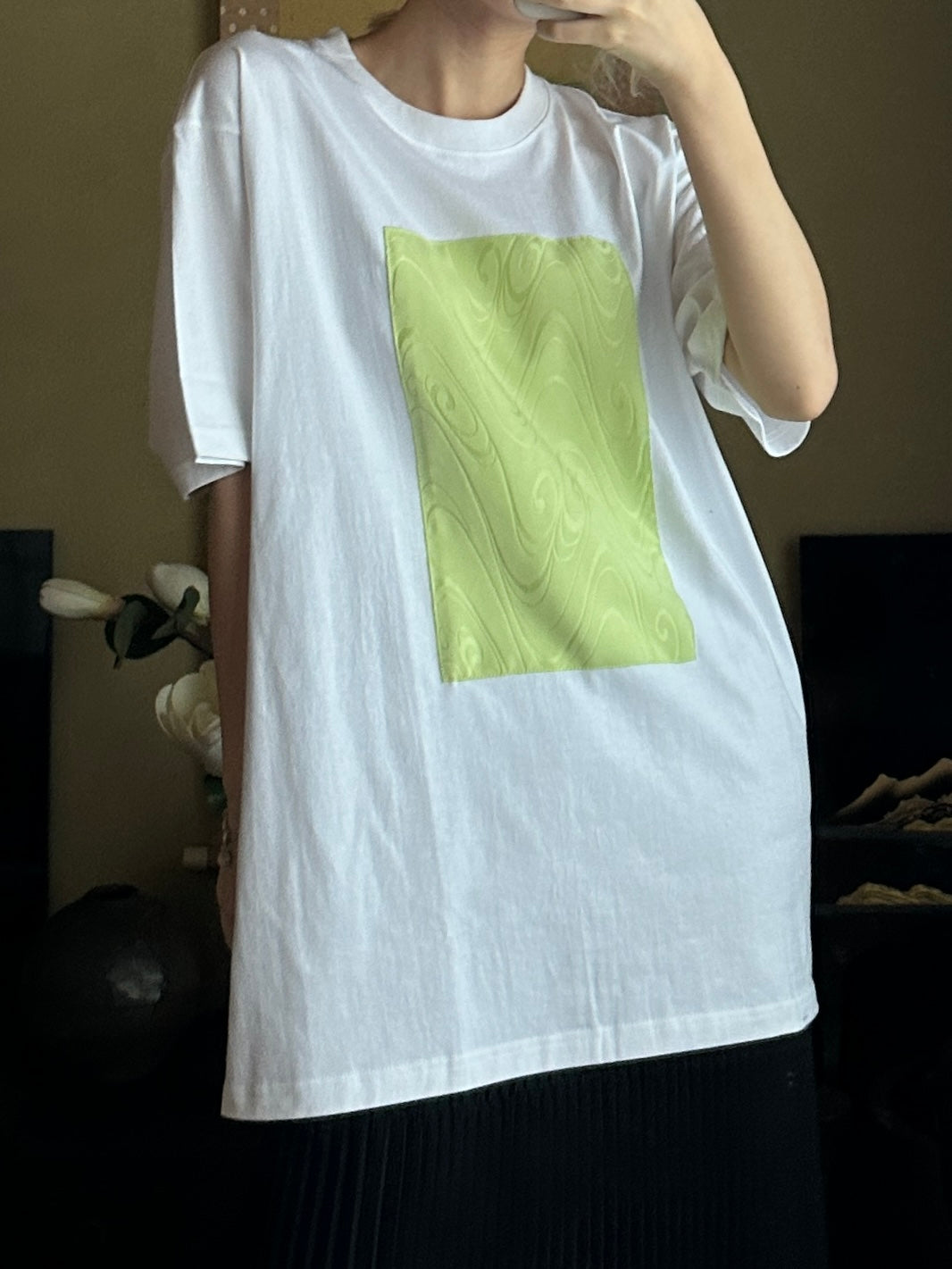 創作着物デザインTシャツ 白色